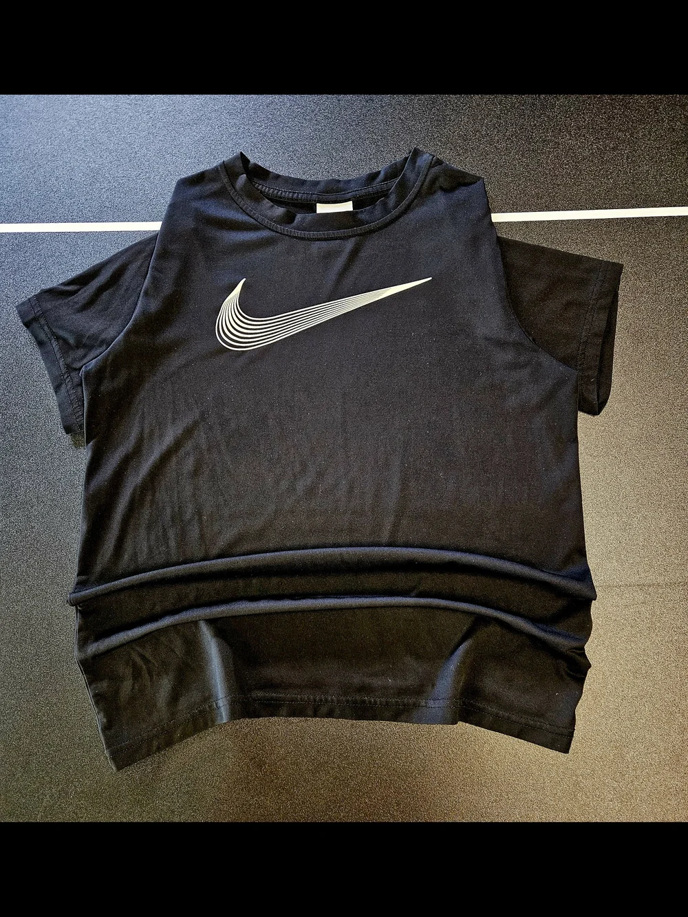Nike Black Tee with White Layered Swoosh